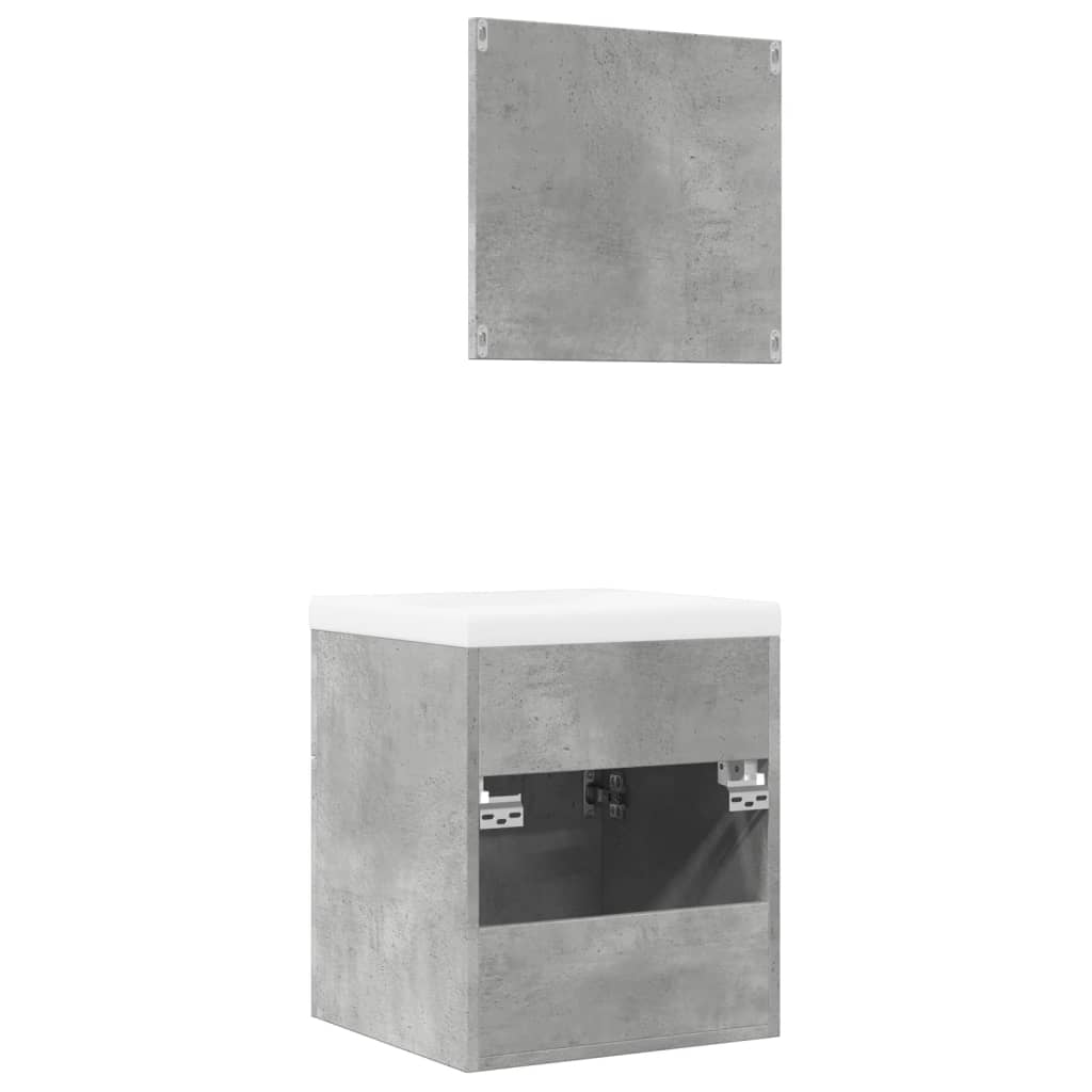 3 Piece Bathroom Furniture Set Concrete Grey Engineered Wood