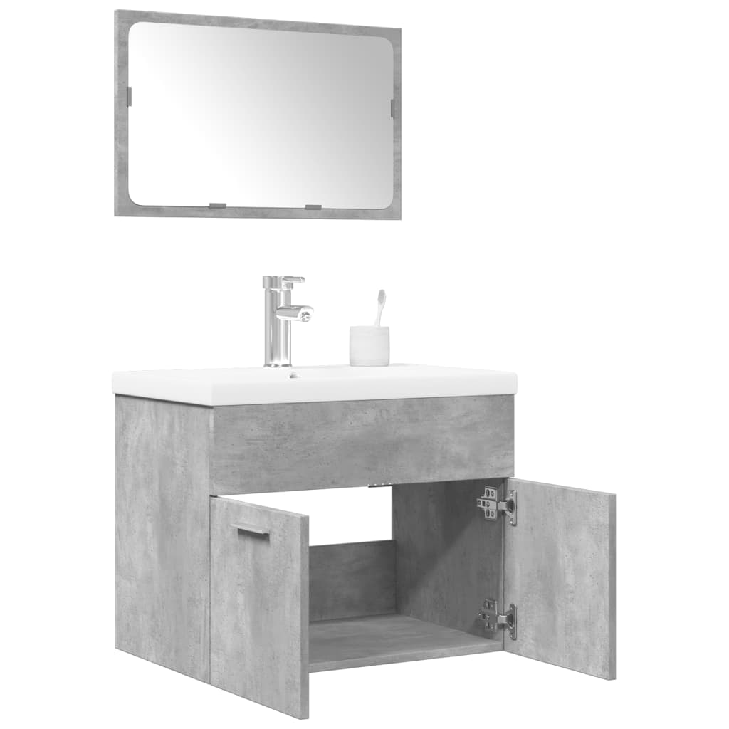 3 Piece Bathroom Furniture Set Concrete Grey Engineered Wood