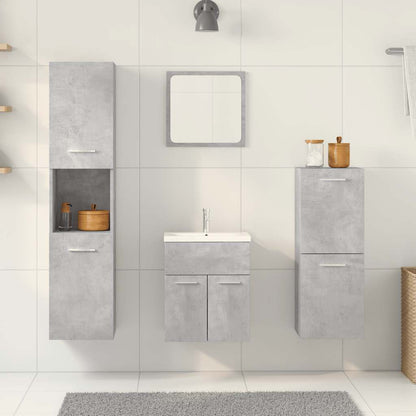 4 Piece Bathroom Furniture Set Concrete Grey Engineered Wood