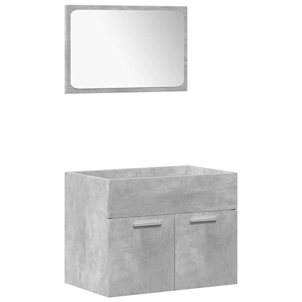 4 Piece Bathroom Furniture Set Concrete Grey Engineered Wood