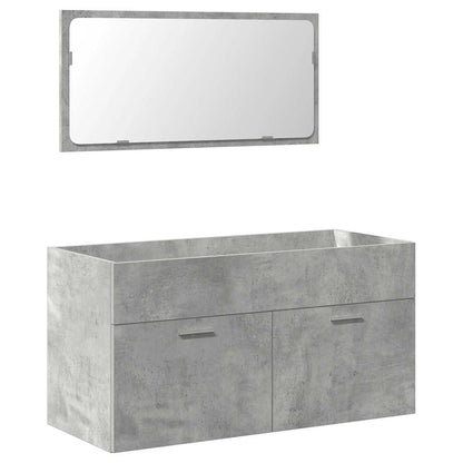 4 Piece Bathroom Furniture Set Concrete Grey Engineered Wood