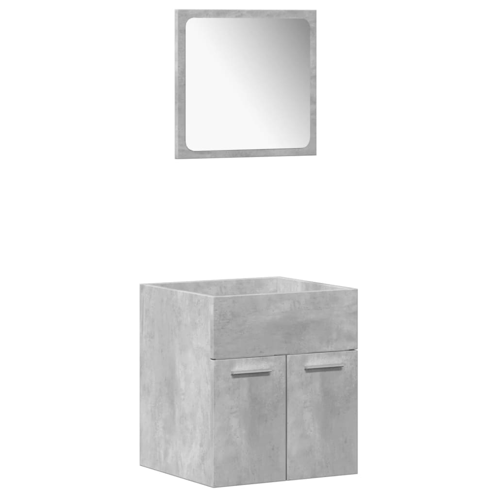 4 Piece Bathroom Furniture Set Concrete Grey Engineered Wood