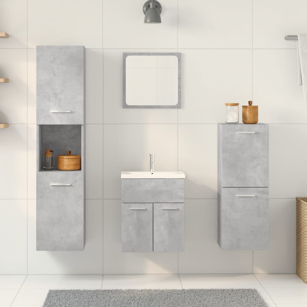 5 Piece Bathroom Furniture Set Concrete Grey Engineered Wood