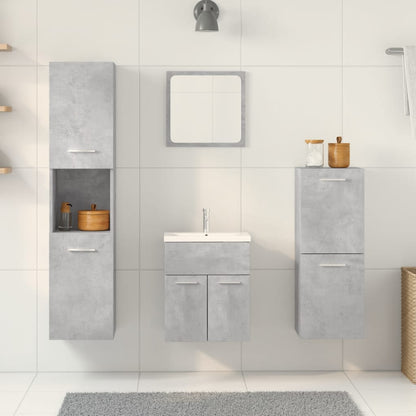 5 Piece Bathroom Furniture Set Concrete Grey Engineered Wood