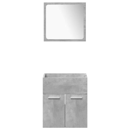 5 Piece Bathroom Furniture Set Concrete Grey Engineered Wood