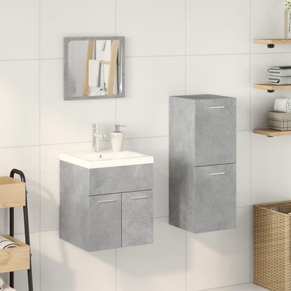 4 Piece Bathroom Furniture Set Concrete Grey Engineered Wood