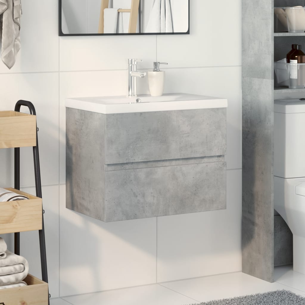 2 Piece Bathroom Furniture Set Concrete Grey Engineered Wood