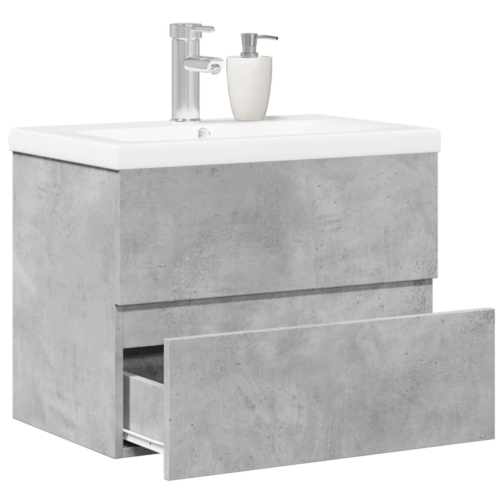 2 Piece Bathroom Furniture Set Concrete Grey Engineered Wood