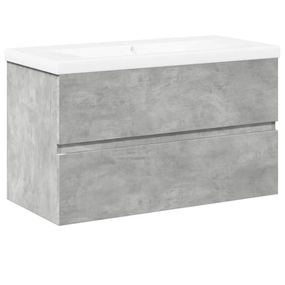 2 Piece Bathroom Furniture Set Concrete Grey Engineered Wood