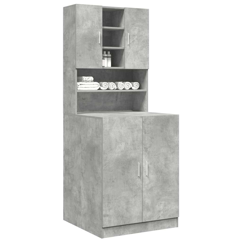 Washing Machine Cabinets 2 pcs Concrete Grey Engineered wood