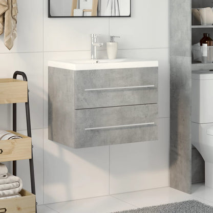 2 Piece Bathroom Furniture Set Concrete Grey Engineered Wood