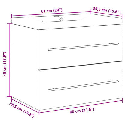 2 Piece Bathroom Furniture Set Concrete Grey Engineered Wood