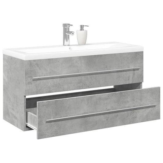 2 Piece Bathroom Furniture Set Concrete Grey Engineered Wood