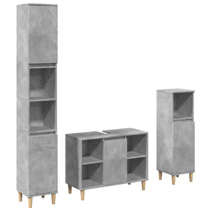 3 Piece Bathroom Furniture Set Concrete Grey Engineered Wood