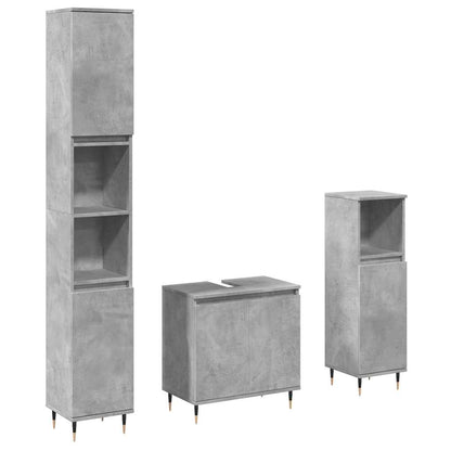 3 Piece Bathroom Furniture Set Concrete Grey Engineered Wood