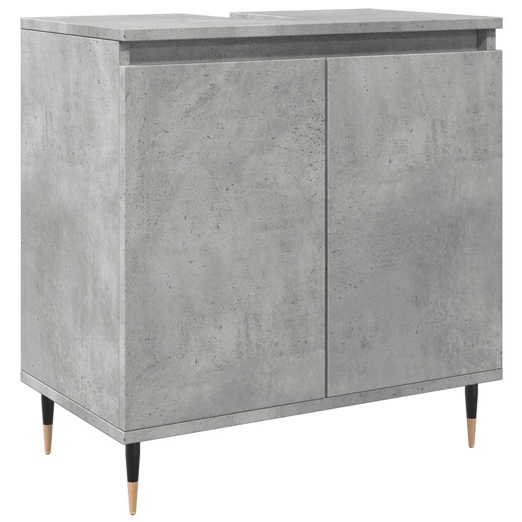 3 Piece Bathroom Furniture Set Concrete Grey Engineered Wood