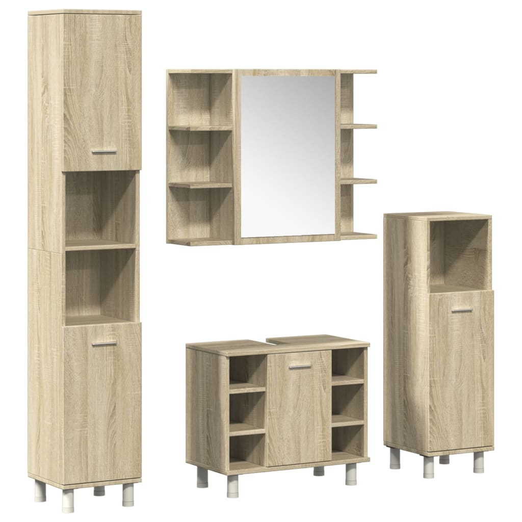 4 Piece Bathroom Furniture set Sonoma Oak Engineered Wood