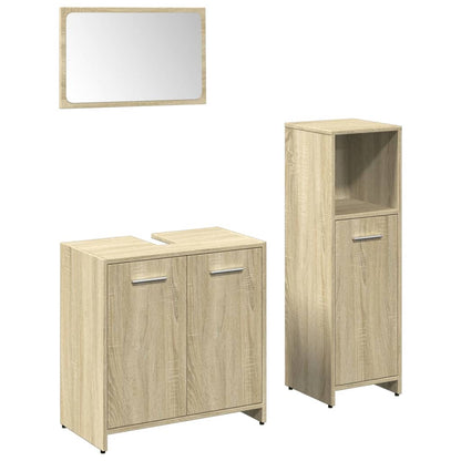 3 Piece Bathroom Furniture Set Sonoma Oak Engineered Wood