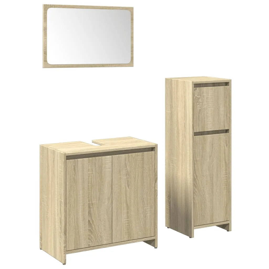 3 Piece Bathroom Furniture Set Sonoma Oak Engineered Wood