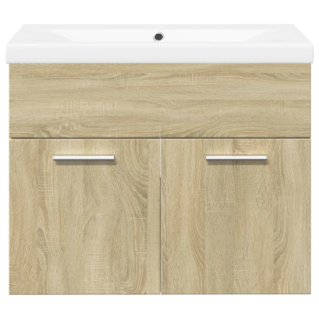 Bathroom Sink Cabinet with Built-in Basin Sonoma Oak