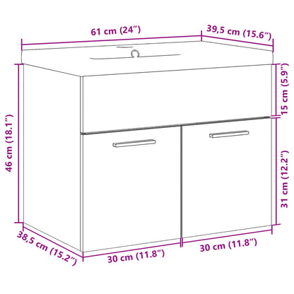 Bathroom Sink Cabinet with Built-in Basin Sonoma Oak