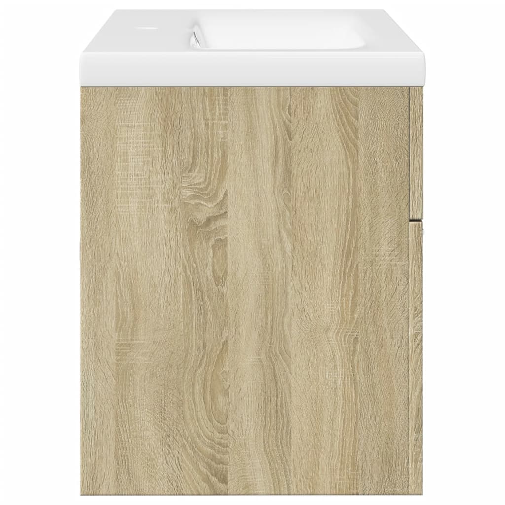 Bathroom Sink Cabinet with Built-in Basin Sonoma Oak