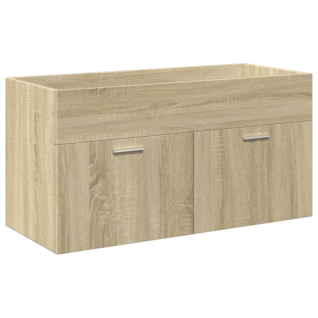 Bathroom Sink Cabinet with Built-in Basin Sonoma Oak