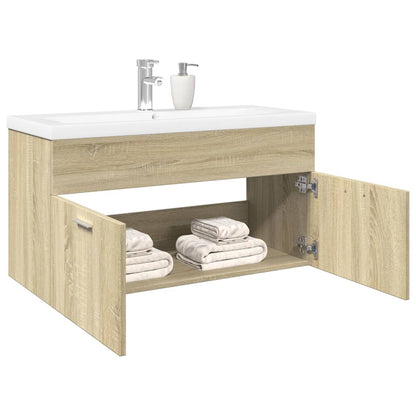 Bathroom Sink Cabinet with Built-in Basin Sonoma Oak