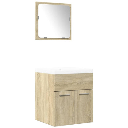 3 Piece Bathroom Furniture Set Sonoma Oak Engineered Wood