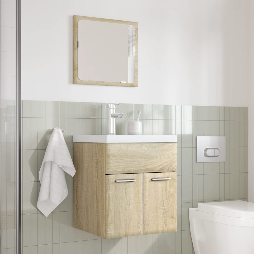 3 Piece Bathroom Furniture Set Sonoma Oak Engineered Wood