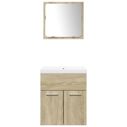 3 Piece Bathroom Furniture Set Sonoma Oak Engineered Wood