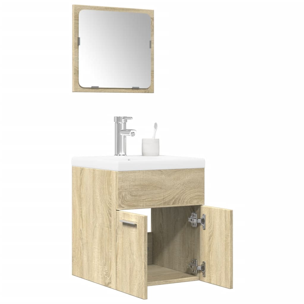 3 Piece Bathroom Furniture Set Sonoma Oak Engineered Wood