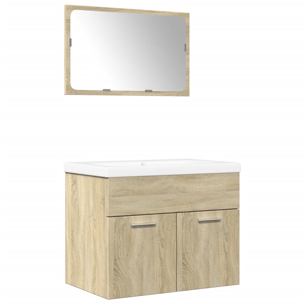 3 Piece Bathroom Furniture Set Sonoma Oak Engineered Wood