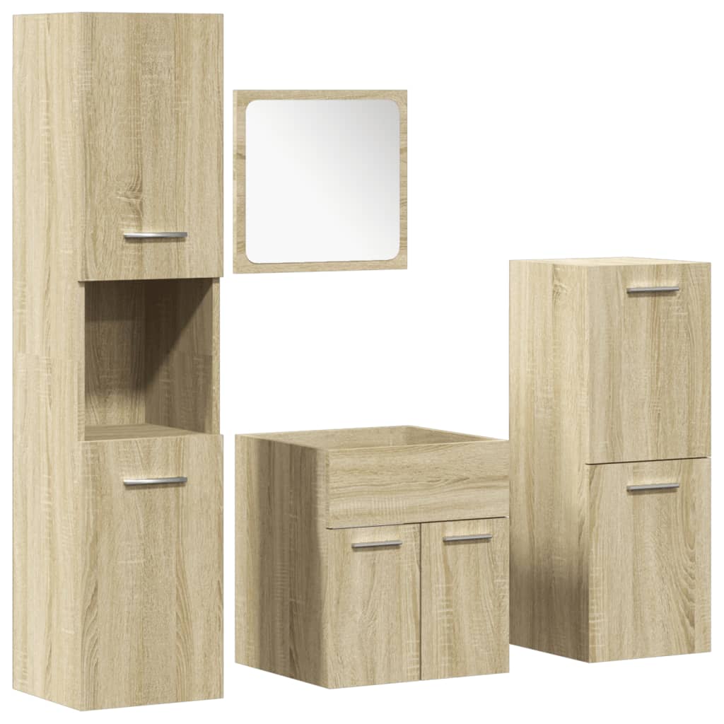 3 Piece Bathroom Furniture Set Sonoma Oak Engineered Wood