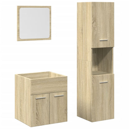 3 Piece Bathroom Furniture Set Sonoma Oak Engineered Wood