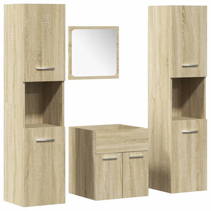 4 Piece Bathroom Furniture Set Sonoma Oak Engineered Wood