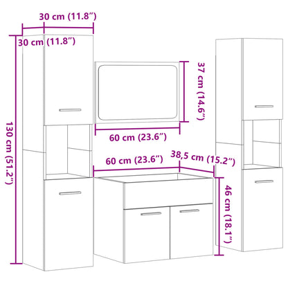 4 Piece Bathroom Furniture Set Sonoma Oak Engineered Wood