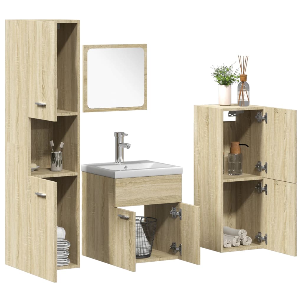 5 Piece Bathroom Furniture Set Sonoma Oak Engineered Wood