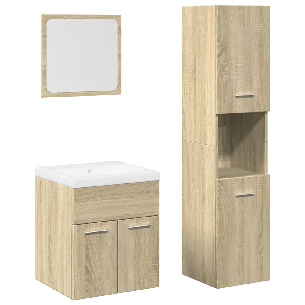 4 Piece Bathroom Furniture Set Sonoma Oak Engineered Wood