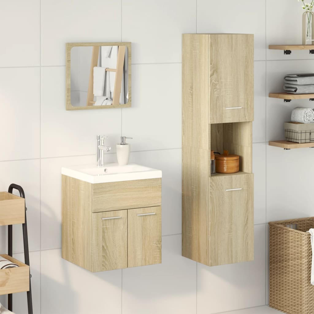 4 Piece Bathroom Furniture Set Sonoma Oak Engineered Wood