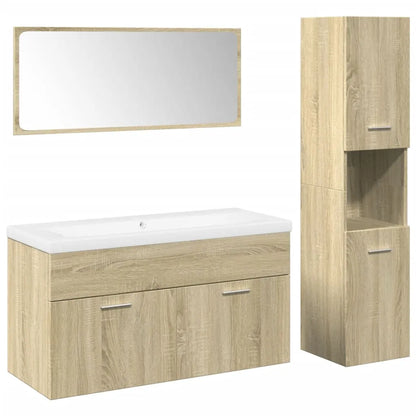 4 Piece Bathroom Furniture Set Sonoma Oak Engineered Wood