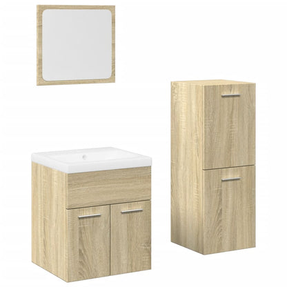 4 Piece Bathroom Furniture Set Sonoma Oak Engineered Wood