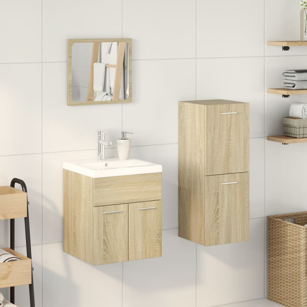 4 Piece Bathroom Furniture Set Sonoma Oak Engineered Wood