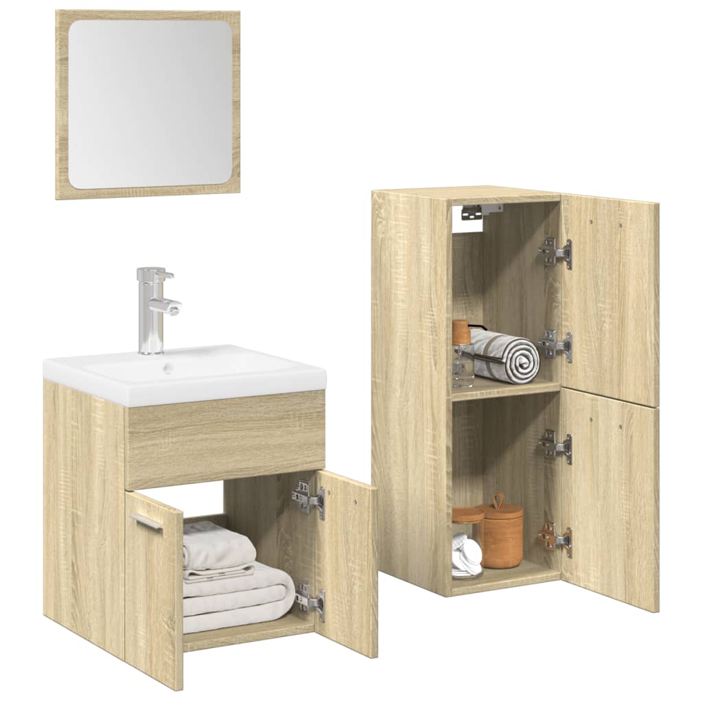 4 Piece Bathroom Furniture Set Sonoma Oak Engineered Wood