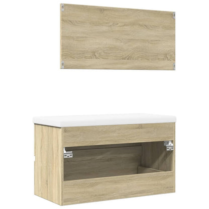 3 Piece Bathroom Furniture Set Sonoma Oak Engineered Wood