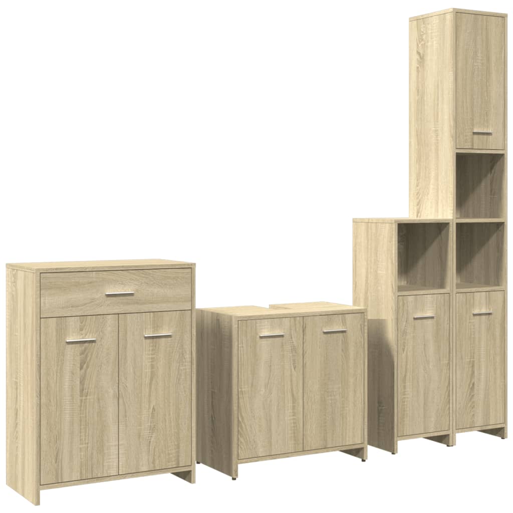 4 Piece Bathroom Furniture Set Sonoma Oak Engineered Wood