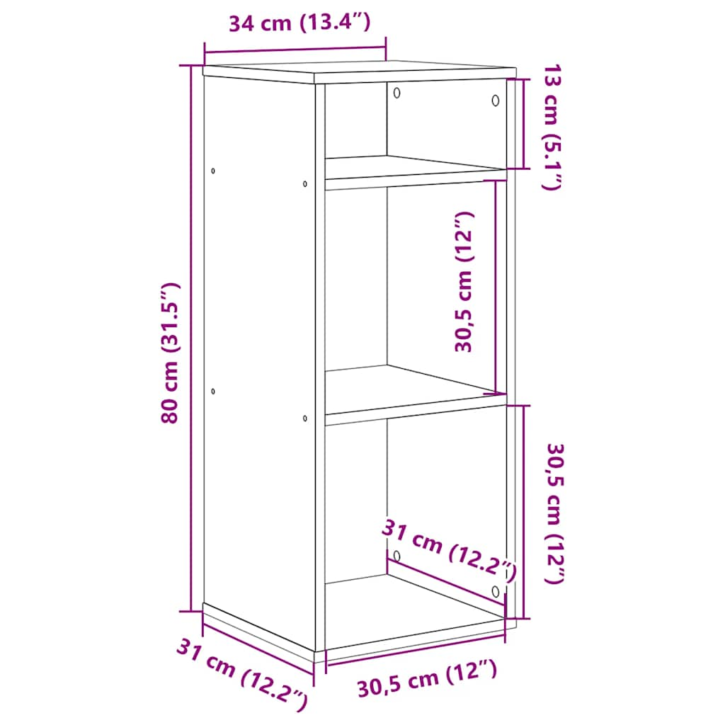 Book Cabinet Smoked Oak 34x31x80 cm Engineered Wood