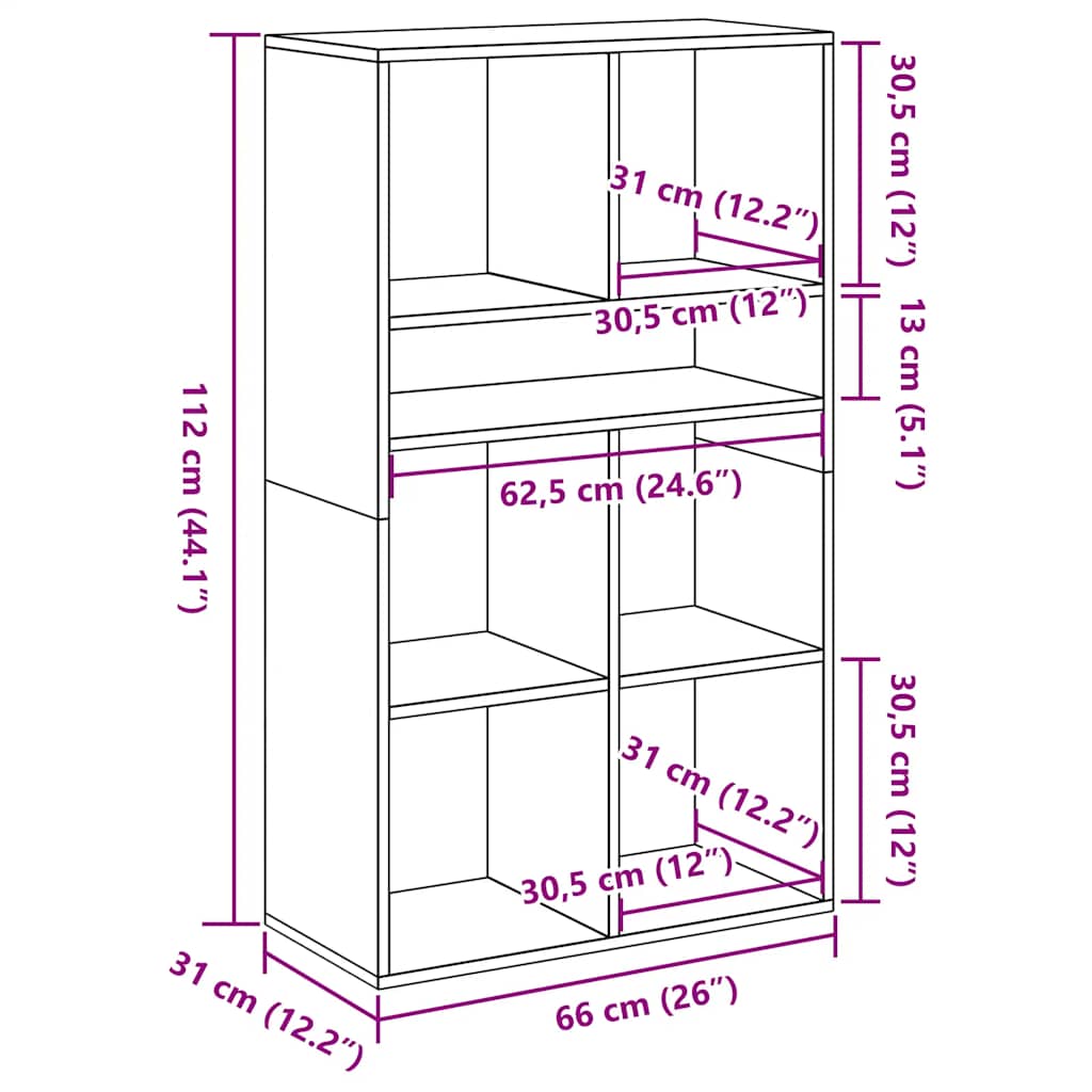 Book Cabinet White 66x31x112 cm Engineered Wood