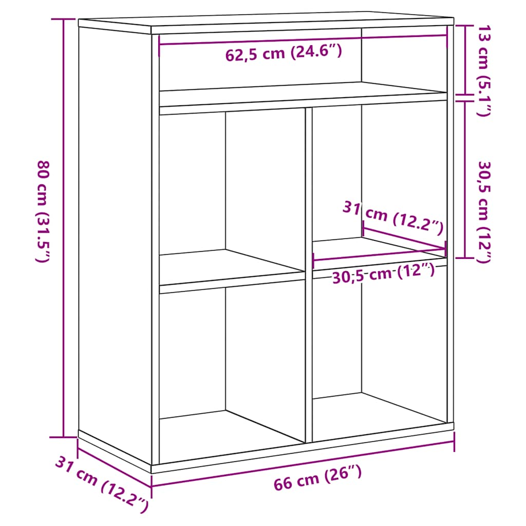 Book Cabinet Smoked Oak 66x31x80 cm Engineered Wood