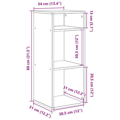 Book Cabinet White 34x31x80 cm Engineered Wood